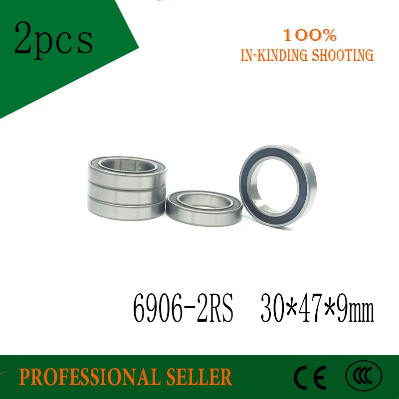 2pcs/lot High quality deep groove ball bearing 6906 2RS 6906-2RS 61906-2RS 6906RS 6906RZ 30*47*9 mm