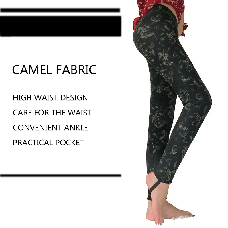 

YUNQING 2019 New Winter Fashionable Camel Plush Warm Pants Middle-aged Old-aged Women Thicker And Increased Printed Cotton Pants