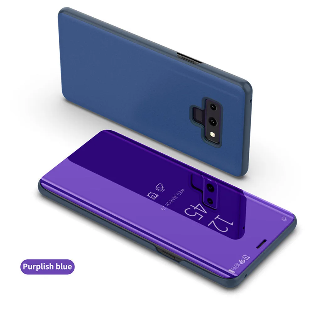 purple Роскошное умное зеркало флип чехол для samsung J3 J4 J6 J7 J8 S10 S9 S8 S7 S6 черный чехол Крышка для samsung galaxy a7 A8 A6 чехол - Цвет: purple