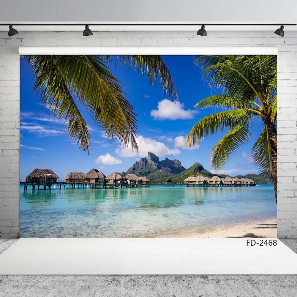 

Beach Cocont Trees Vinyl Photographic Backgrounds Scenic Computer Printed Photocall for Wedding Baby Children Photo Studio