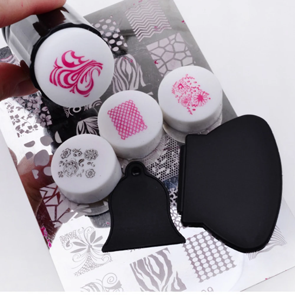 Штамп с двойной головкой и скребок для ногтей 3 шт. | Красота здоровье