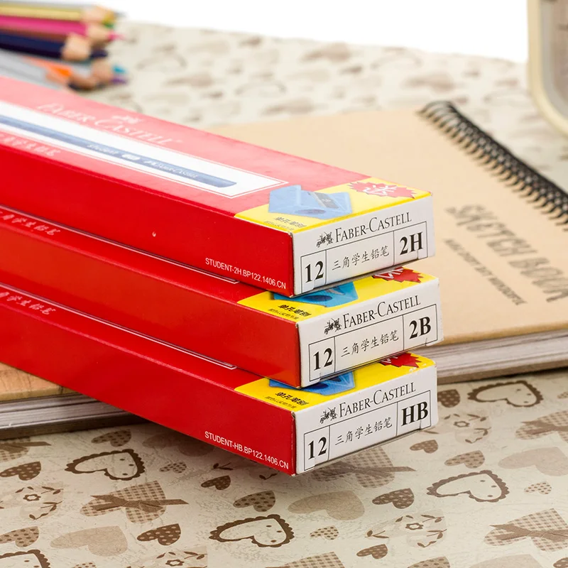 Faber Castell 1322 треугольный студенческий графитовый карандаш черные чернила Цветной
