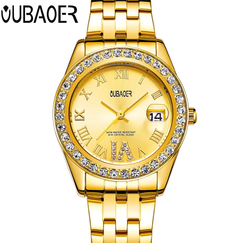 2017 модные простые женские часы Топ люксовый бренд кварцевые Женское платье oubaoer