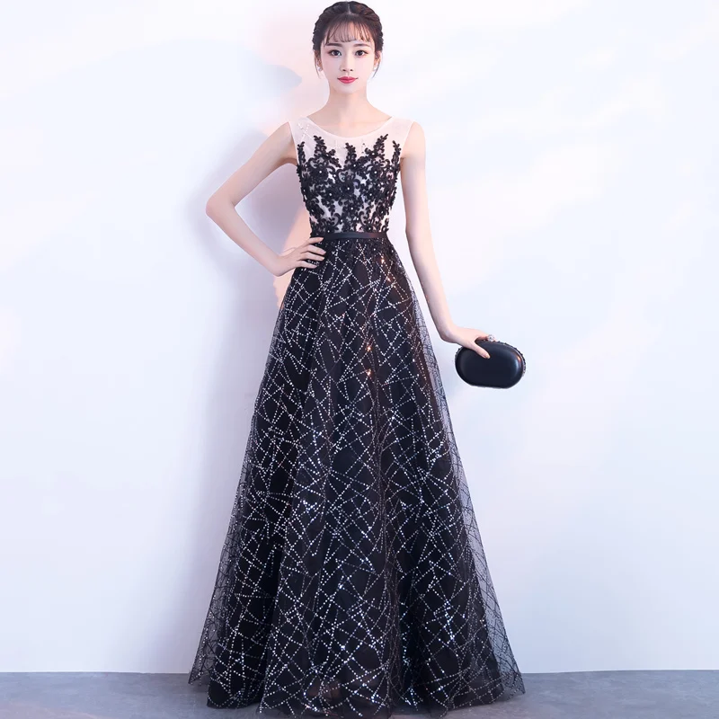 Vestidos de Fiesta A line Формальные вечерние Gwon О образным вырезом Длинные Выпускные платья