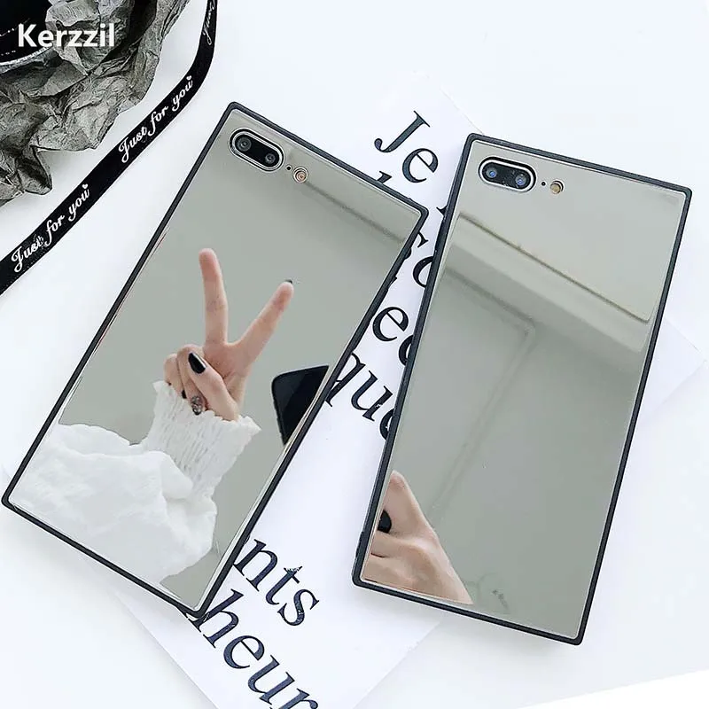 Роскошный зеркальный чехол для телефона iPhone 7 8 Plus с мягкими краями жесткий