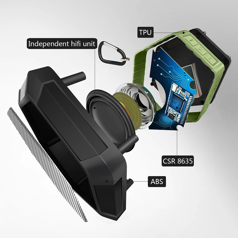 TOPROAD мини открытый Bluetooth динамик водонепроницаемый IP65 беспроводной стерео Бас