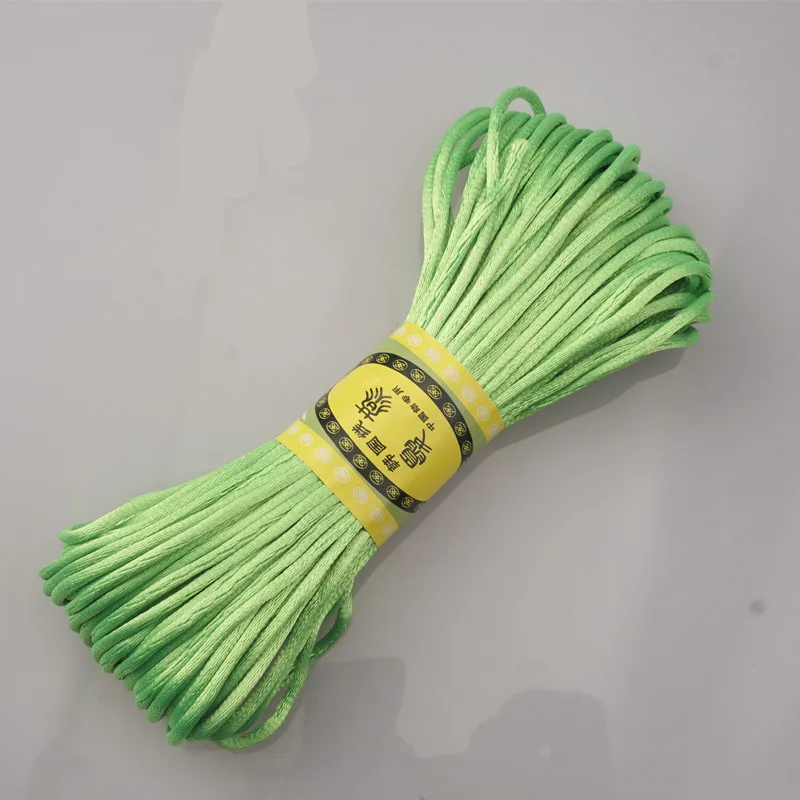 Grass Green 20 м 2,5 мм Разноцветные нейлоновые черные Сатиновые китайские узлы, шелковый шнур для макраме, бисероплетенная нить Шамбала HK198 - Цвет: Grass Green