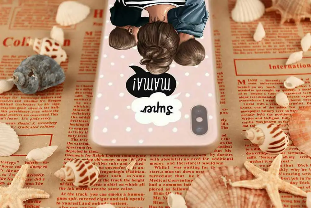 Чехол для телефона s, силиконовый мягкий чехол для iPhone 11 Pro X XS Max XR 6 6S 7 8 Plus 5 4S SE, Коричневый чехол для мамы и дочки, бампер etui