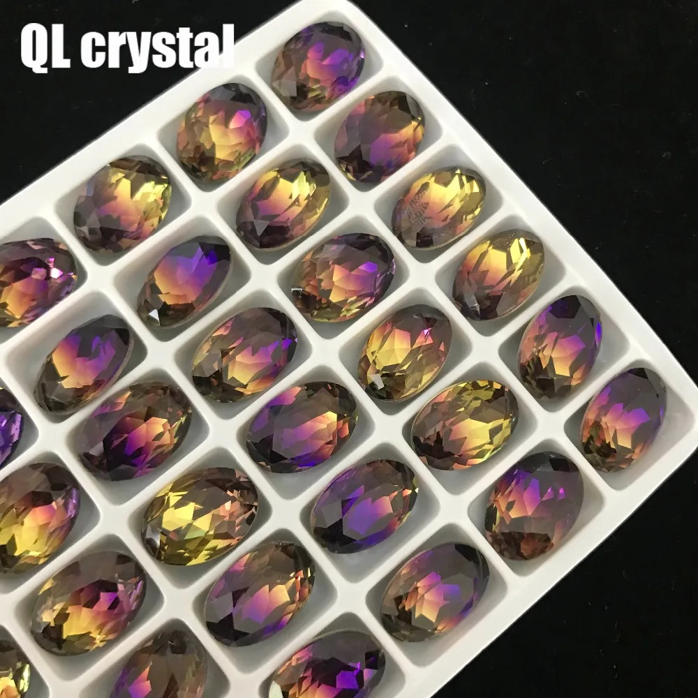 10x14mm Oval Tourmaline Glass Crystal Pointback Fancy Stone for DIY garment bags shoes Jewelry accessory | Дом и сад