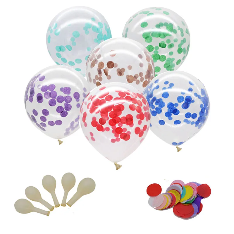 

5Pcs 12" Multiolor Confetti Balloon Clear Ballons Party Wedding Party Decoration Kid Children Birthday Party Supplies Favor Toy