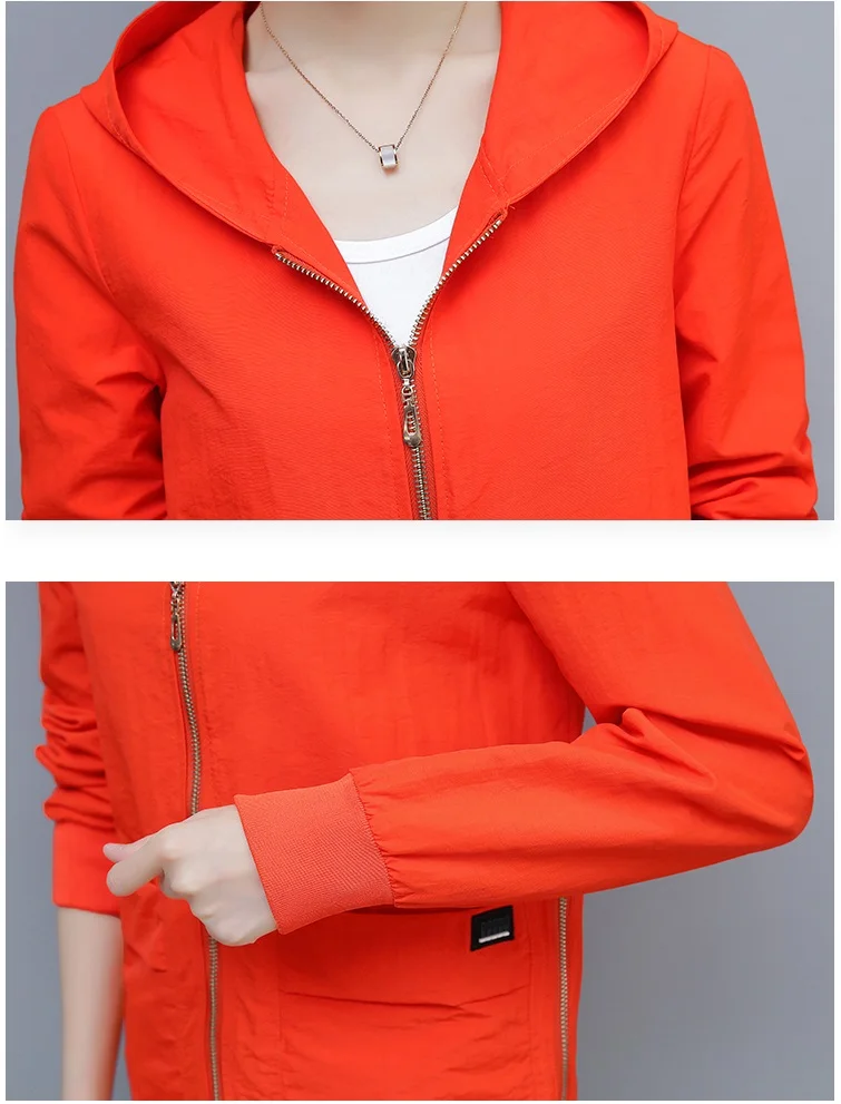 UHYTGF, M-4XL, негабаритная, весенняя, осенняя куртка, женская, модная, на молнии, с капюшоном, короткая верхняя одежда, женская, свободного размера плюс, куртка для девушек 1129