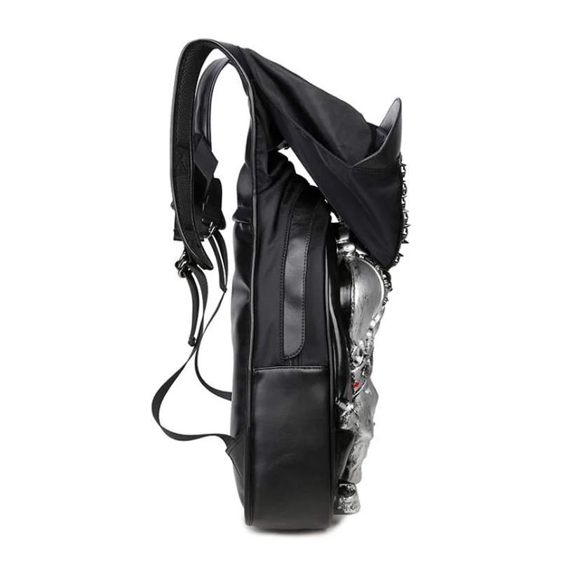 Креативный рюкзак из ПУ кожи с 3D черепом для мужчин и женщин дорожная сумка