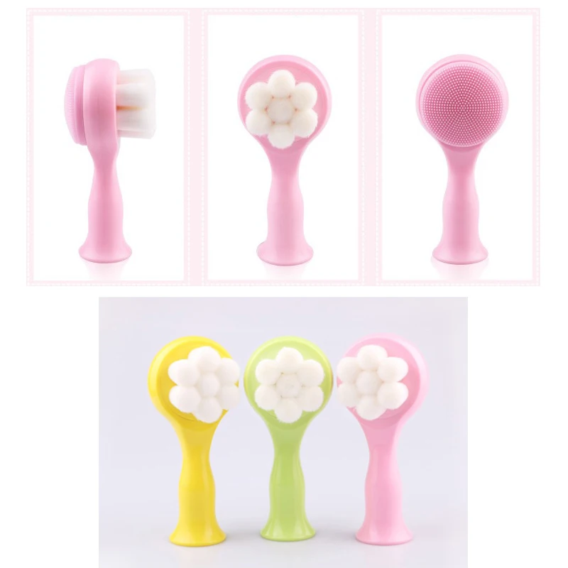 Щетка для очистки лица Двухсторонняя щетка очищения средство мытья ухода за