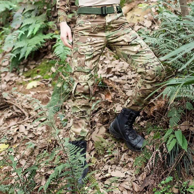 Without kneepads Костюм лягушки, тактические военные штаны, рабочие армейские тренировочные уличные охотничьи боевые мужские свободные повседневные камуфляжные брюки SWAT с несколькими карманами - Цвет: Without kneepads