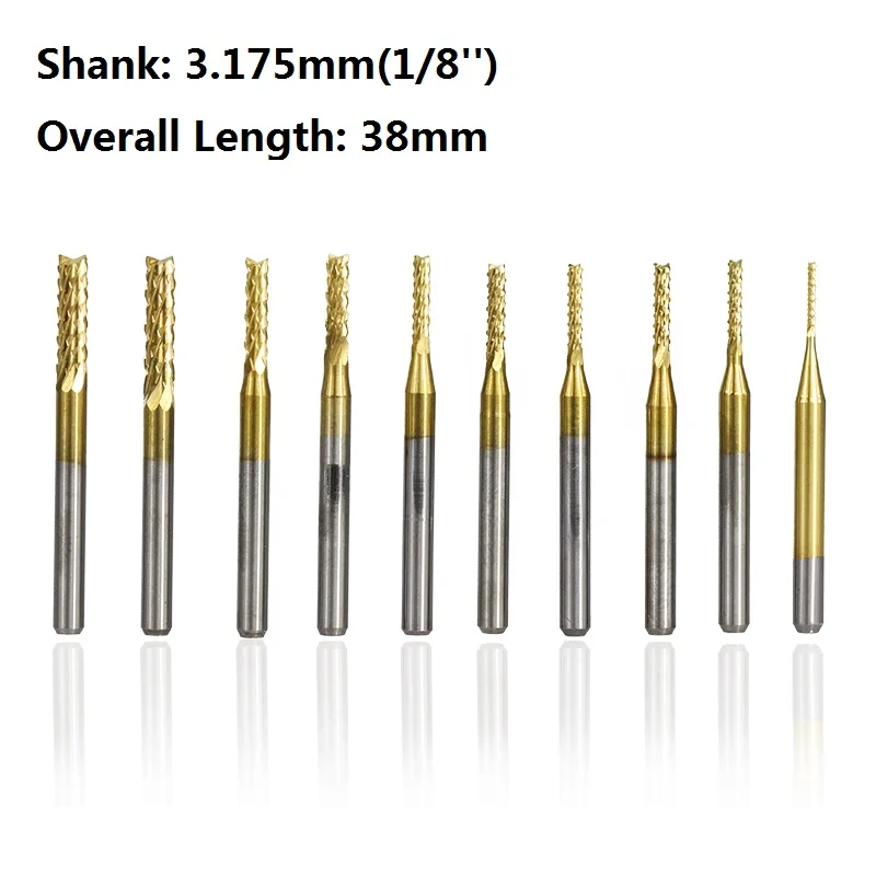 1 шт. 3 175 мм хвостовик с титановым покрытием Фрезерный резак для печатных плат