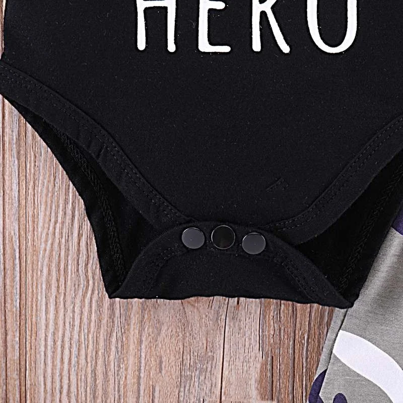 Newborn Infant Baby Boy Clothes Letter Romper Tops+Camo Pants+Hat Outfit Set Kids 3pcs Clothin |
