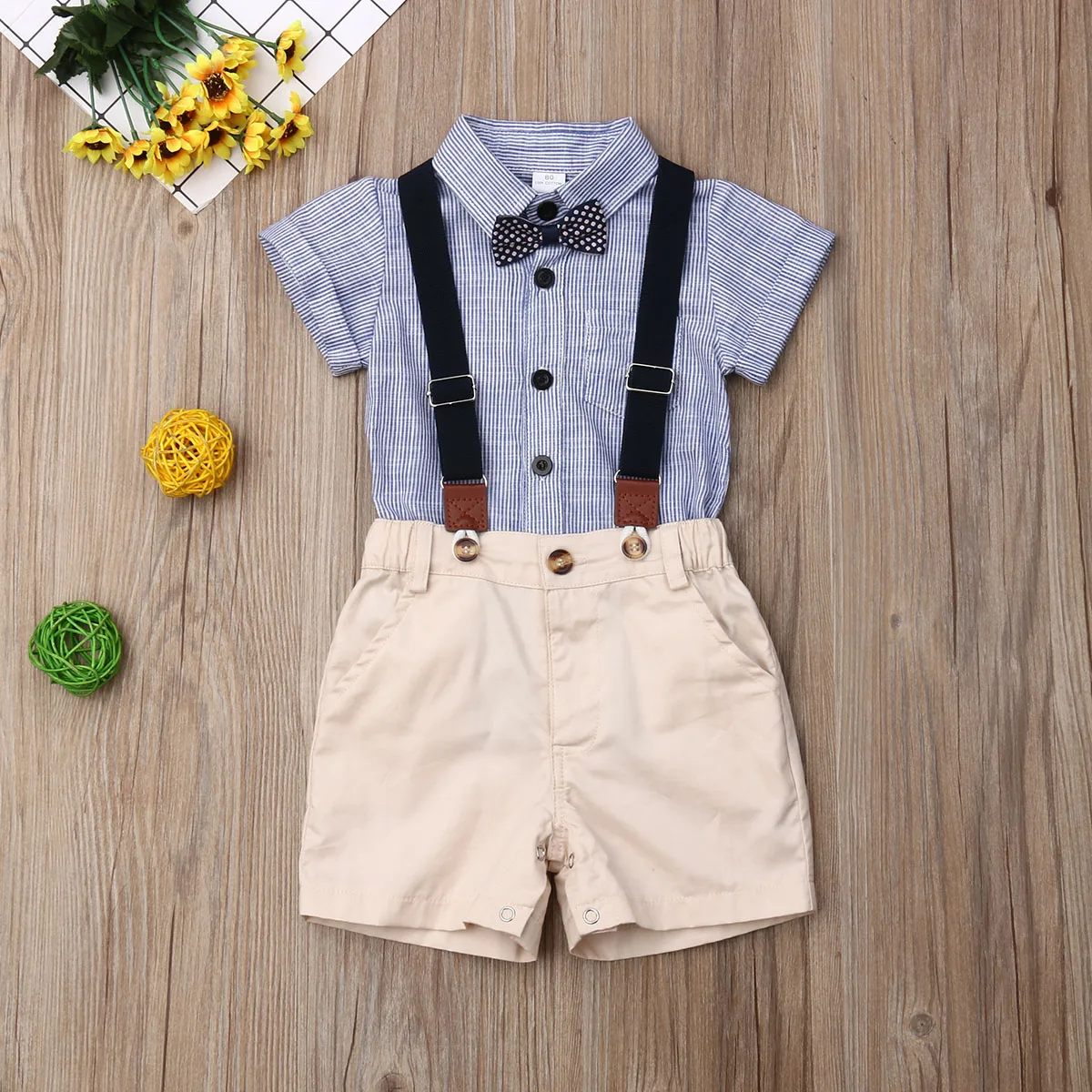Citgeett Summer Newborn Toddler Baby Boy Clothes Short Sleeves Shirt Tops Pants Gentleman Outfit Overalls Set |