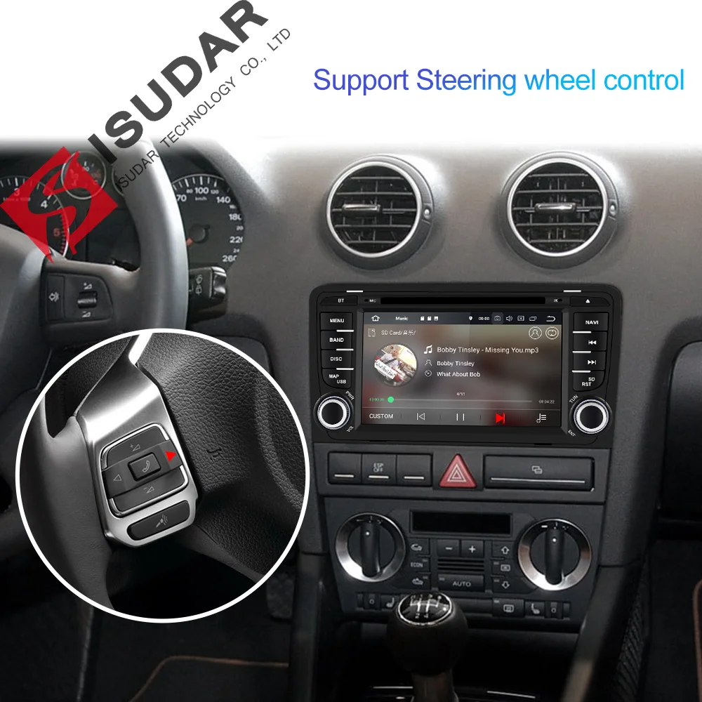 Isudar Автомагнитола 2 Din с 7 Дюймовым Экраном на Android 8.0 Для Автомобилей Audi/A3/S3 8 Ядер 4GB