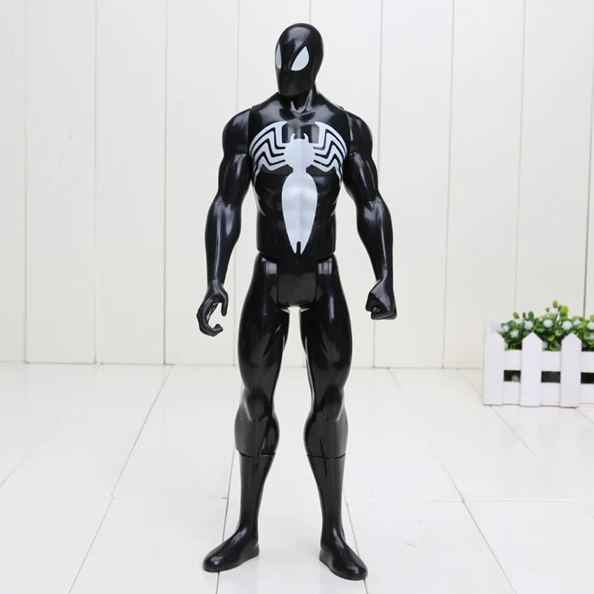 Black Spiderman bag Мстители эндгейм фигурка игрушка Супер Герои Капитан Америка Железный человек Человек-паук Халк Тор Росомаха танос ПВХ фигурка игрушка 30 см - Цвет: Black Spiderman bag