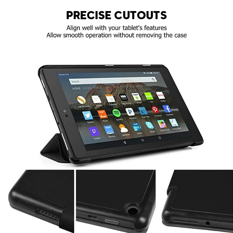 Чехол из искусственной кожи для Amazon Kindle Fire HD 8 чехол умный противоударный жесткий чехол для Kindle Fire HD8 6th 7th 8th Gen