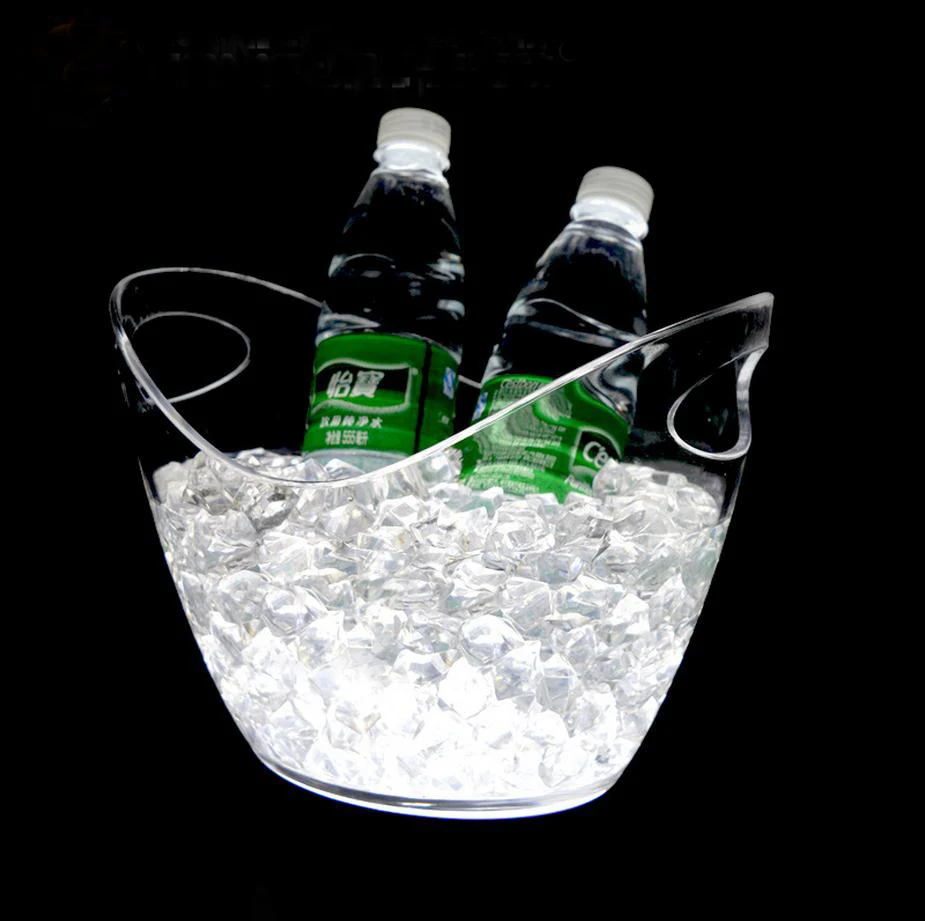 

4L Bar LED Ice Buckets Acrylic Luminous Barrel Rechargeable Changing ICE Bucket Champagne Beer Plastic Ice Bucket party props