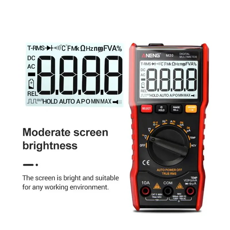 

M20 Digital Multimeter 6000 Counts Meter True RMS Voltmeter NCV Frequency Temperature Battery Tester Auto Range