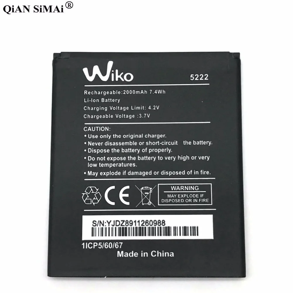 Новый высококачественный аккумулятор 2000 мАч для телефона Wiko 5222|battery for|2000mah batteryfor