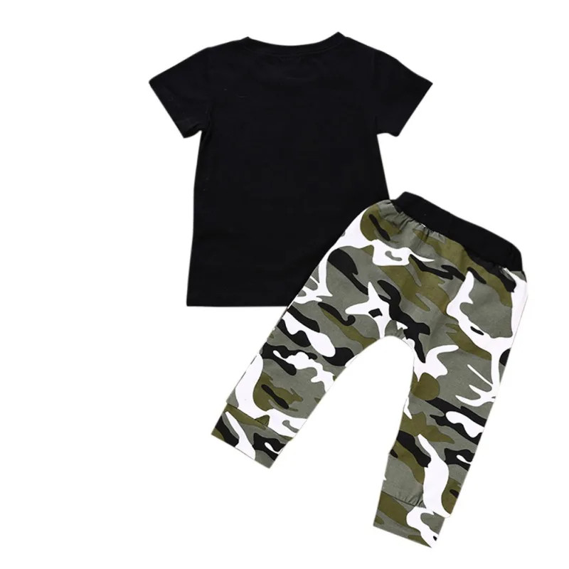 Boy's Sets 2Pcs Summer Kids Boys T-Shirt Pants Set Letter Print Shirt Casual Camouflage Boy Clothes | Детская одежда и обувь
