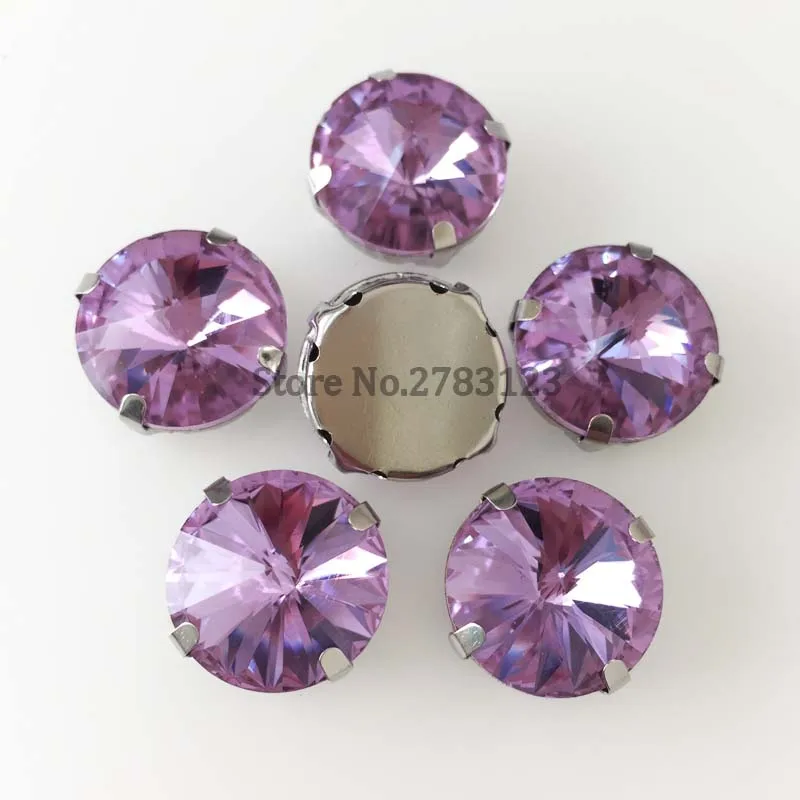 Камни для вышивания с серебряным основанием в виде четырех когтей фиолетовая