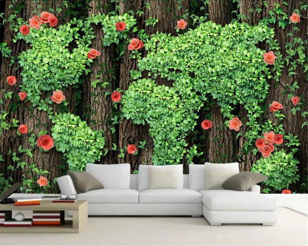 

Beibehang зеленая лоза Роза 3 d обои фото украшение для дома роспись Гостиная Спальня ТВ обои фото