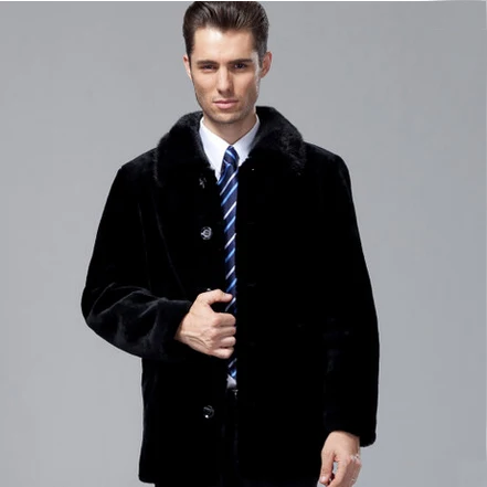 100% гарантированное пальто из овчины Мужская Подлинная искусственная норковая
