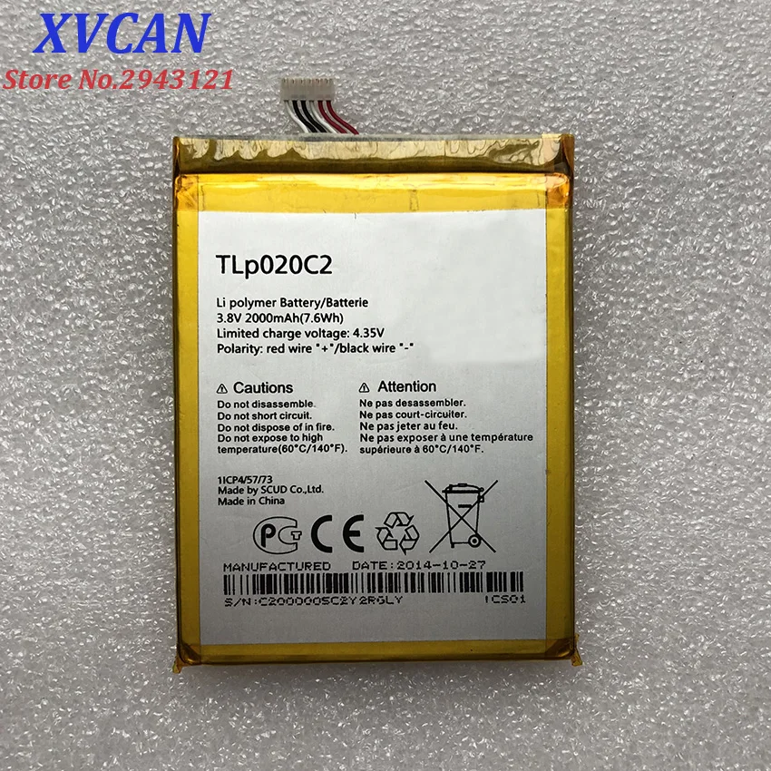 Оригинальный аккумулятор TLP020C1 TLP020C2 2000 мАч для смартфона Alcatel Idol x1s 6034R S950 x 6037y 6040x6032