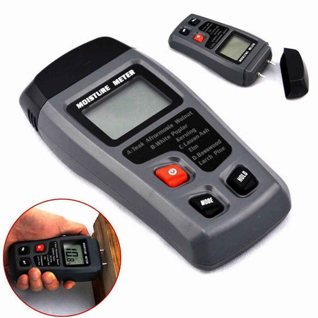 

Two Probe Digital Wood Moisture Meter Dual Pin 0-99.9% Wood Humidity Tester Detector Hygrometer LCD Display