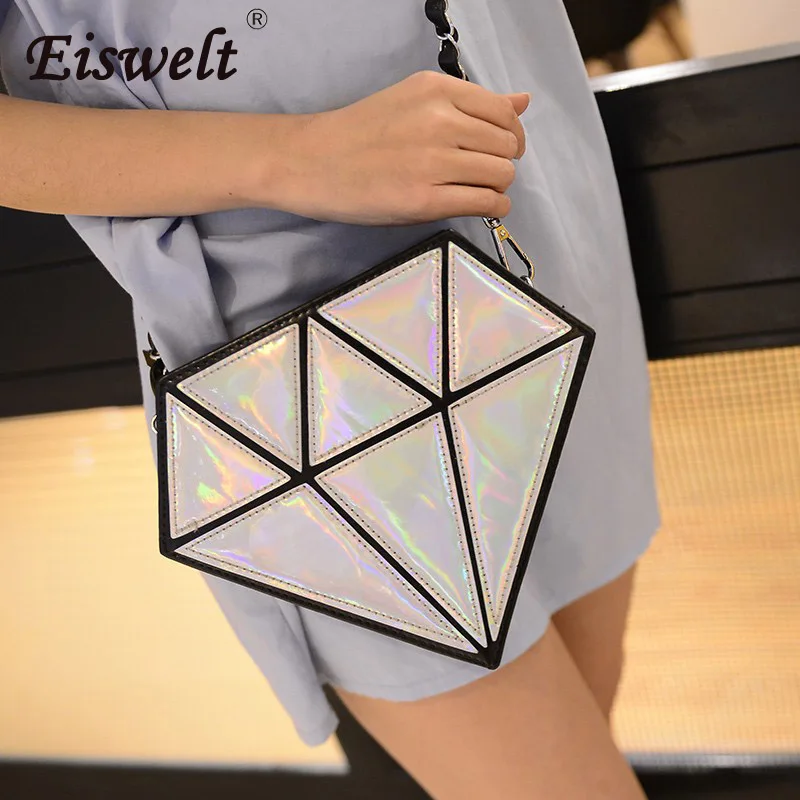 Дропшиппинг 2018 модная голограмма сумка в форме бриллианта Лазерная