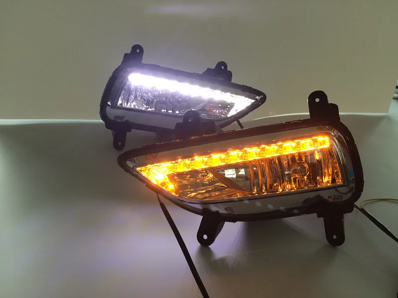 Lampever Стайлинг для Kia forte 2013 светодиодный DRL светодиодный Противотуманные фары светодиодный дневные ходовые огни высокая яркость направляющий светодиодный DRL - Цвет: white and yellow