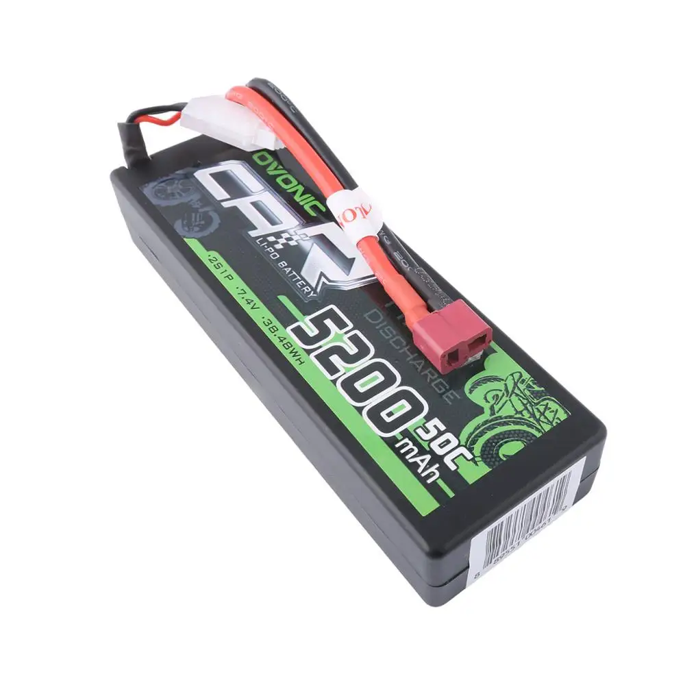 2х батарея ovoic LiPo 5200mAh 7,4 V LiPo 2S 50C-100C, Жесткий Чехол для 1/8 1/10 Bandit Emaxx Traxxas Slash HPI RC Car