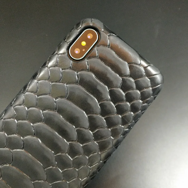 Ультратонкий чехол из натуральной кожи для iPhone X XS Max 10 чехлы телефонов со змеиным