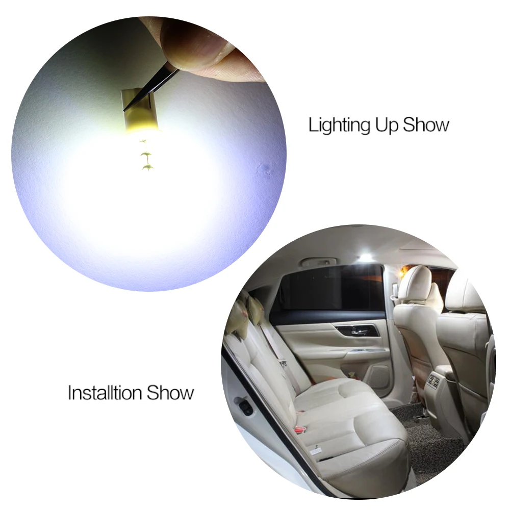 

AEING 2x White Car T10 Led Bulb W5W 194 COB 7SMD Tree Shapes Car Side Wedge Clearance Reading Light Lamp Wide Voltage 12V/24V