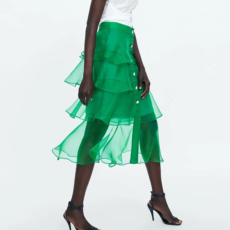 Heydress Женские Сексуальные Плиссированные сетчатые миди юбки винтажные