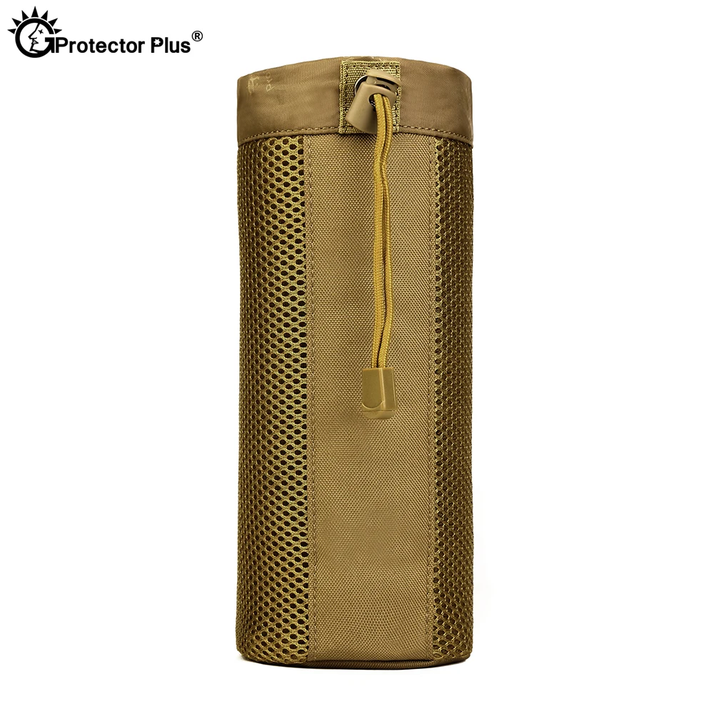 

PROTECTOR PLUS Molle System Tactical Kettle Pouch Camo Single Water Bottle Outdoor Climbing Bags Durable Hiking Mesh Water Bag