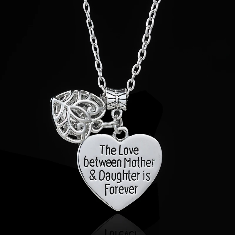 XIAOJINGLING &quotThe Love Between Mother&ampDaughter Is Forever&quotHollow Out Heart Pendants Necklaces Women's/Mother's Day Jewelry Gift |