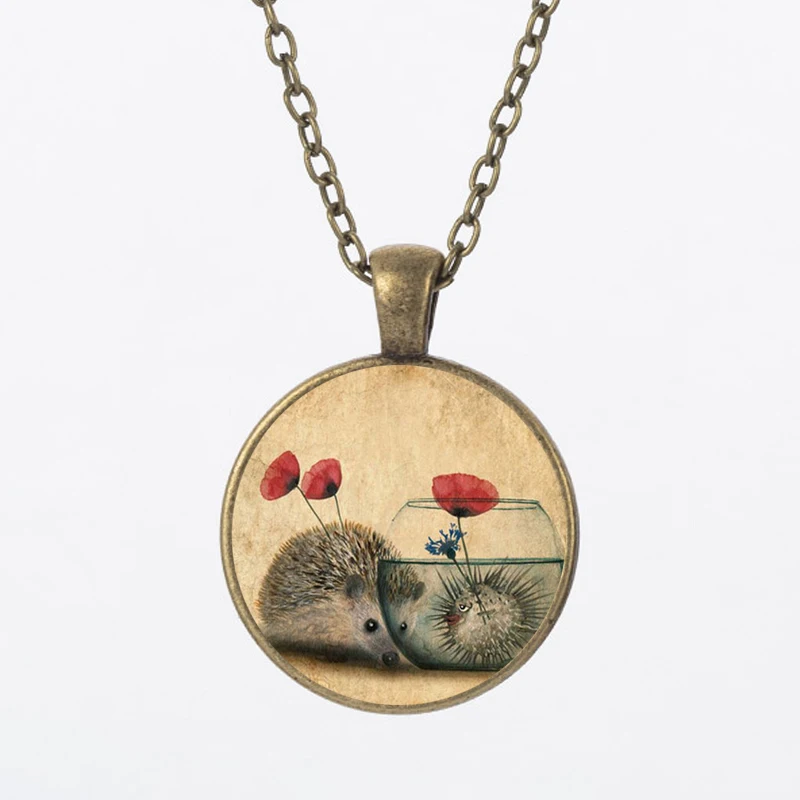 Винтажное массивное ожерелье SUTEYI ручной работы Одуванчик и Ежик античное с