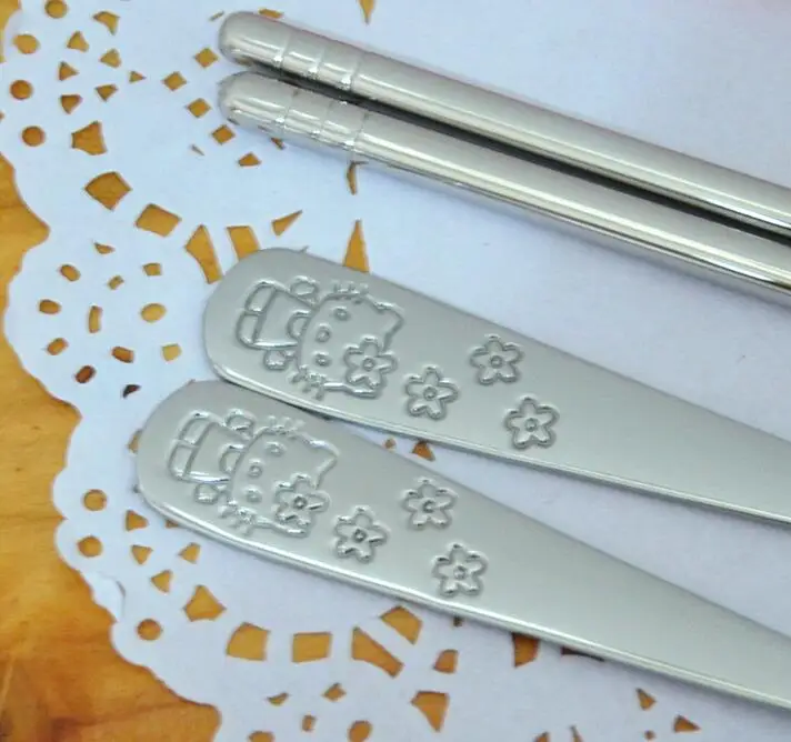 (5 компл./лот) 3 в 1 Гравировка Дораэмон нержавеющая сталь столовая вилка палочки