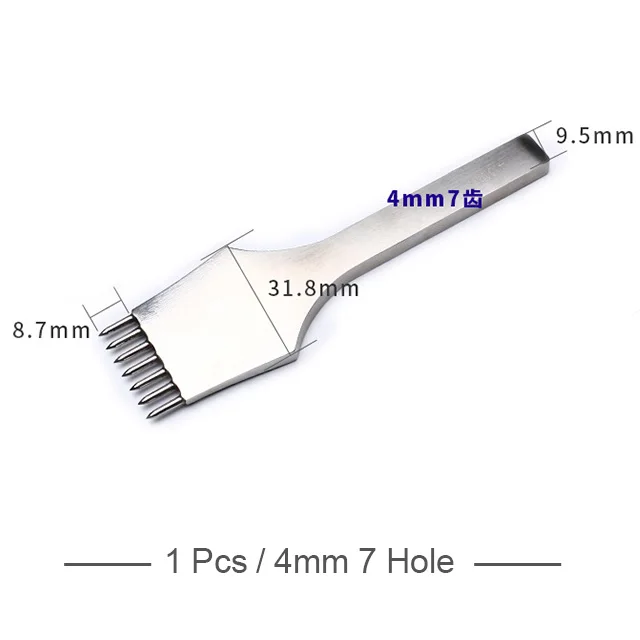 4mm 7 Hole Новые кожаные дыроколы для рукоделия 2+ 7 зубцов для шнуровки для сшивания, пробивки, пробивки, пирсинг, дырокол, плотная толщина, диаметр 1,85 мм - Цвет: 4mm 7 Hole