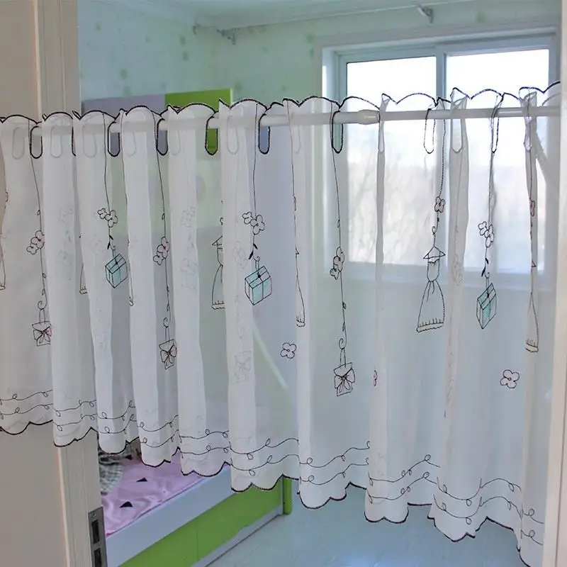 Белые полупрозрачные кофейные короткие занавески полузатемненные для девочек в