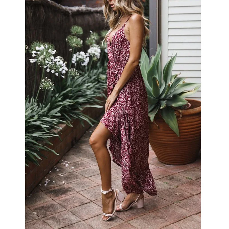 Vestidos largos verano 2019 летнее женское Макси платье на бретельках с цветочным принтом