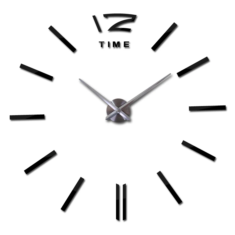 Новые Diy акриловые зеркальные настенные часы Horloge кварцевые круглые иглы современные наклейки большие украшения для дома - Цвет: Черный