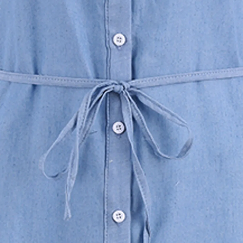 Джинсовое мини-платье со шнуровкой женская рубашка с коротким рукавом летнее