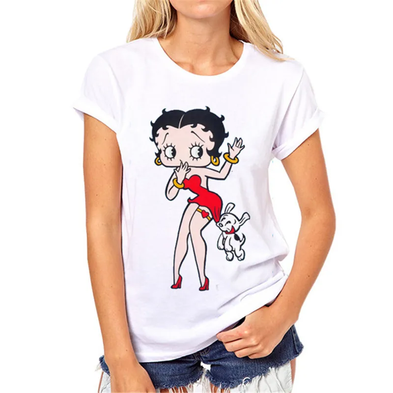 Betty Boop личность с принтом женская футболка повседневная забавная для Леди Белая