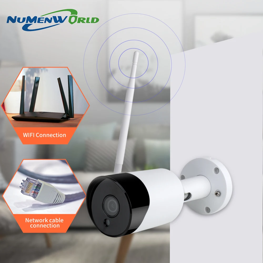 Беспроводная IP камера 3 0 Мп водонепроницаемая фотокамера H.265 + P2P Двусторонняя